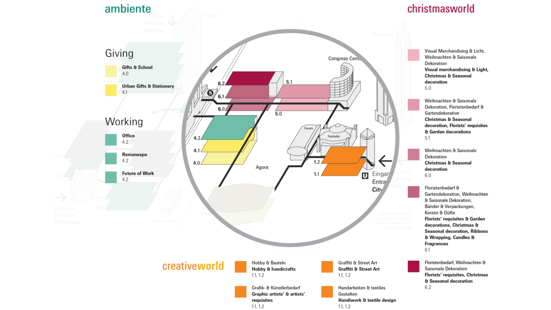 Geländeplan Ambiente, Creativeworld und Christmasworld 2023