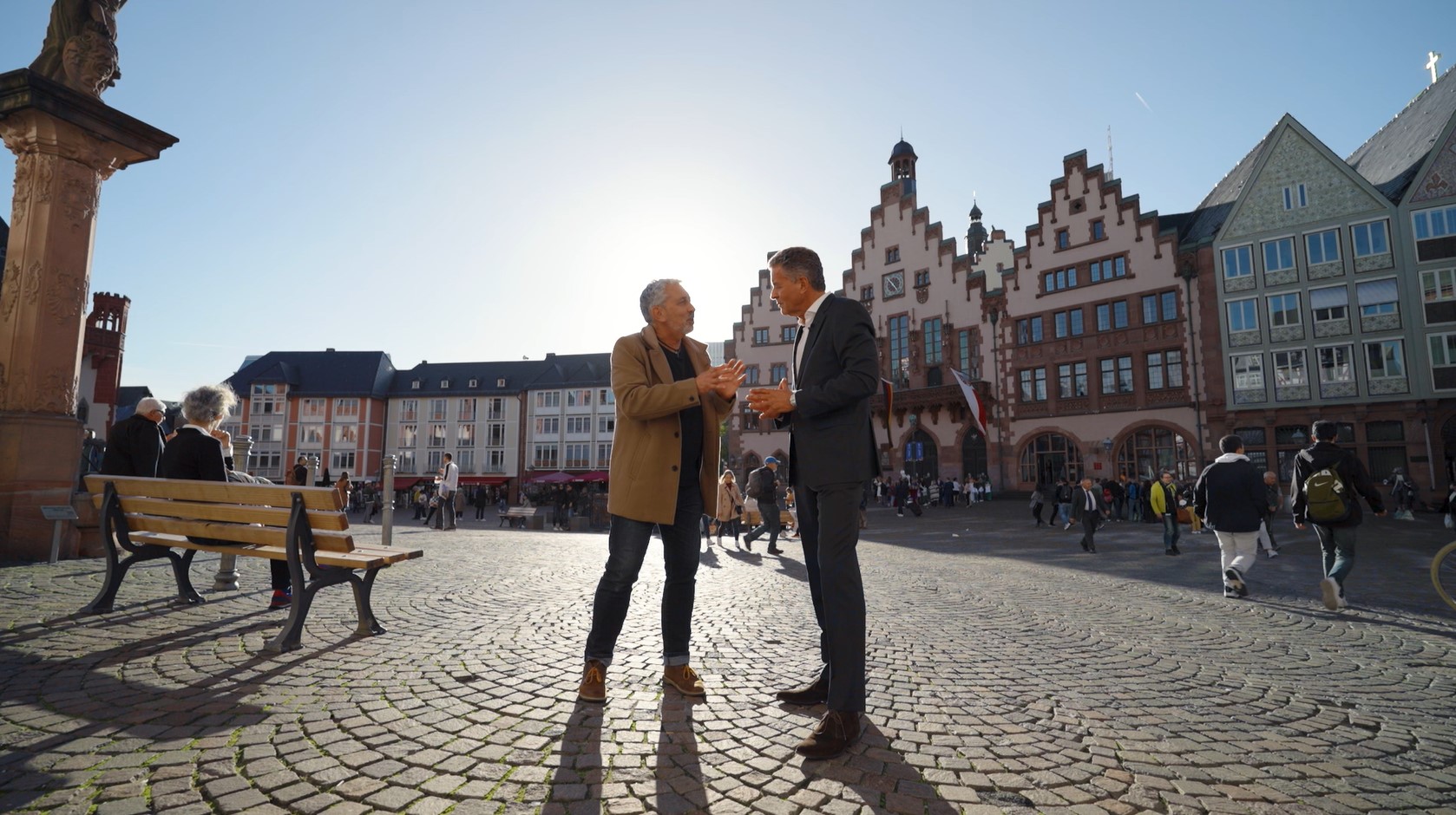 On the road in Frankfurt: Mike Chapman, Director & Executive Producer ByDesign, and  Detlef Braun, Member of the Executive Board of Messe Frankfurt. Image: Messe Frankfurt/ByDesign.