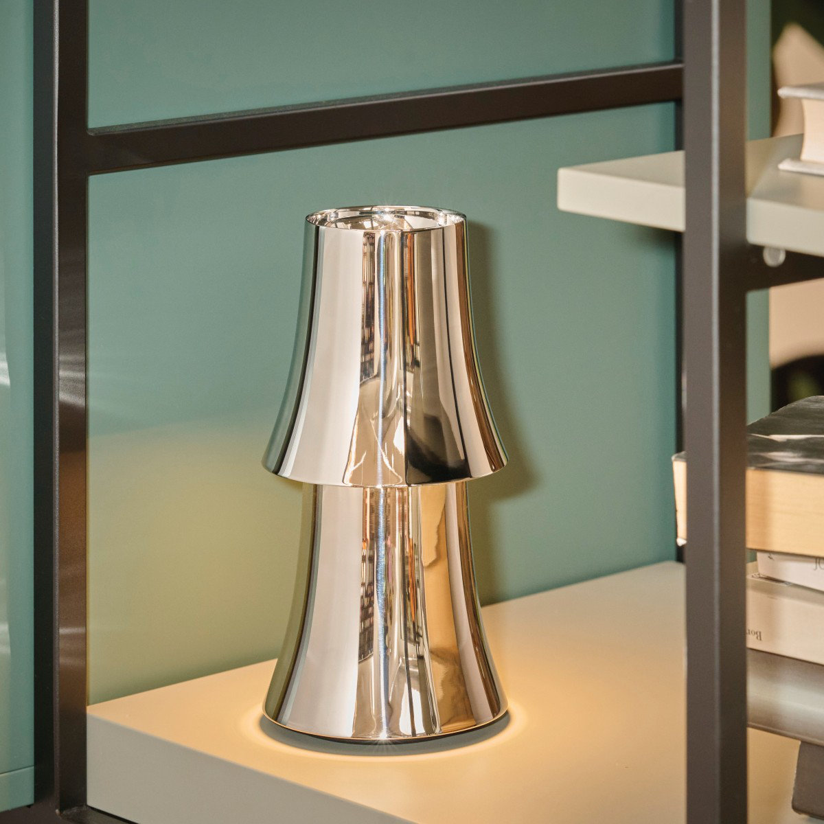 Lamp on a shelf