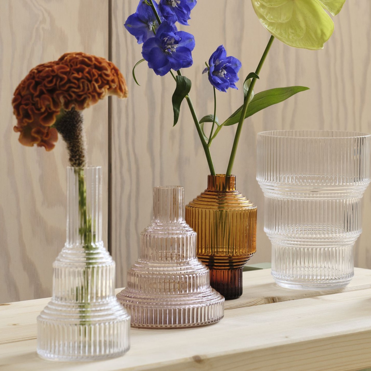 4 vases with flowers