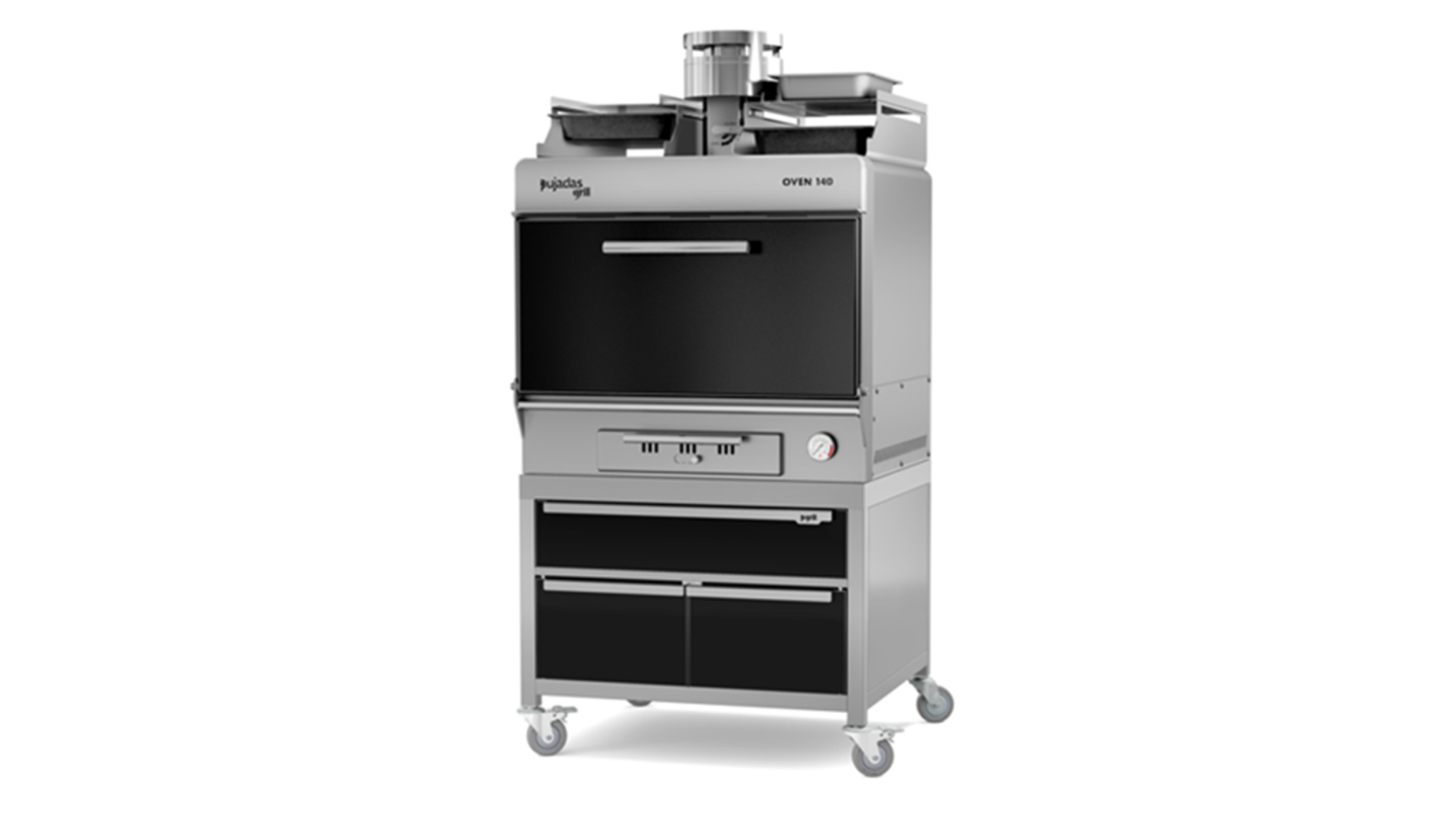 Professioneller Kombidämpfer auf Rollen aus Edelstahl