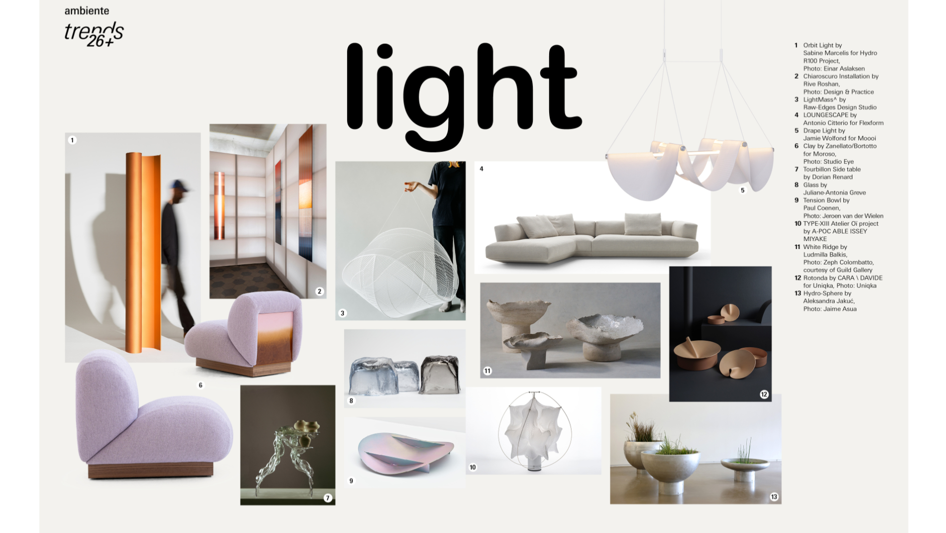 With transparency, ethereal colours and seemingly weightless designs, light embodies clarity and a new, subtle sensuality.
