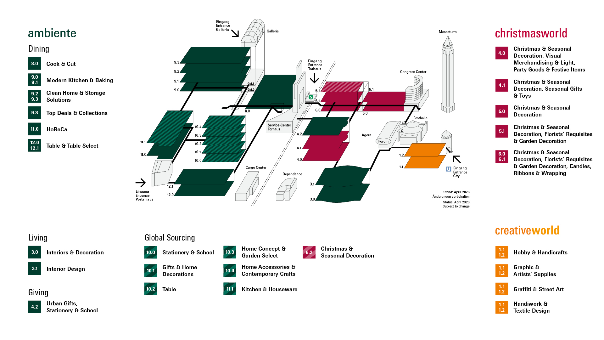Ambiente, Christmasworld und Creativeworld Geländeplan 2027